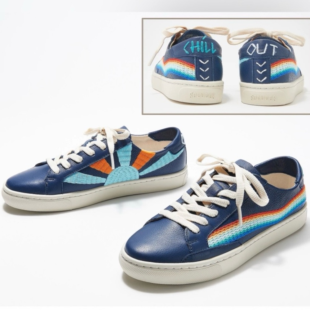 NEW Anthropologie Soludos Leather Ibiza Sneakers Embroidered Retro Comfy Casual